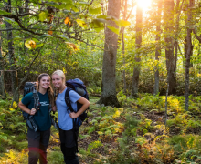 App State sophomores Kate Borkowski and River Savante pose together on the Blue Ridge Parkway Sept. 3.