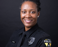 Appalachian State University Police Officer Cashae Cook ’14. Cook has been named Woman of the Year for 2025 by the North Carolina Law Enforcement Women’s Association. Photo by Chase Reynolds