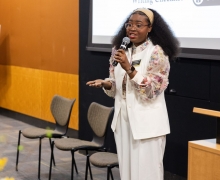 Dr. Mac-Jane Crayton, assistant professor in the Department of Government and Justice Studies and founder of Lab iMPACTLY, addresses Lab iMPACTLY Nonprofit Workshop attendees. Photo by Chase Reynolds