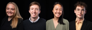 The four App State recipients of Fulbright U.S. Student Program awards for 2022–23. Pictured, from left to right, are alumna Payton Blaney ’22, of Reidsville; alumnus Henry Campbell ’21, of Winston-Salem; alumna Ilya Wang ’20, of Rockwell and Taichung, Taiwan; and alumnus Andrew Williard ’22, of Winston-Salem. Photos by Chase Reynold