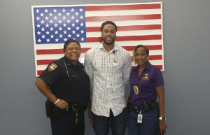 Demetrius McCray, center, poses with members of the Jacksonville, Florida, Sheriff’s Office during his fall 2018 internship. McCray is graduating from Appalachian in December with a Bachelor of Science in criminal justice. Photo submitted