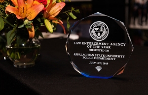 The inaugural Law Enforcement Agency of the Year Award presented to the Appalachian State University Police Department by the North Carolina Police Executives Association (NCPEA).